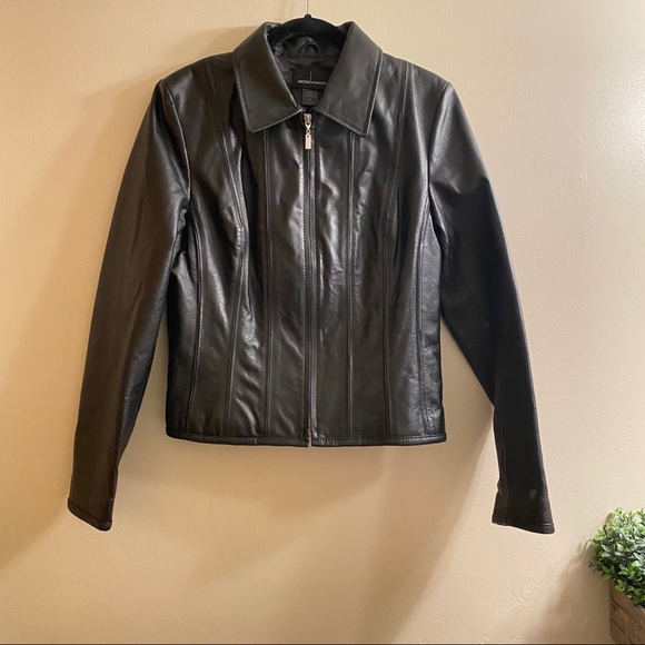 Moda International Black Leather Jacket 